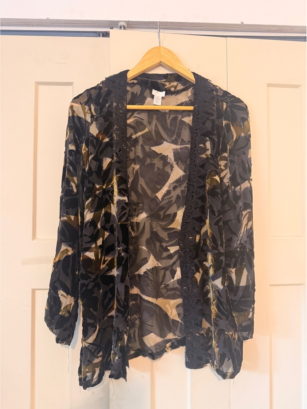 Vintage 90s Kiko rayon silk floral silky cardigan open front sweater small s